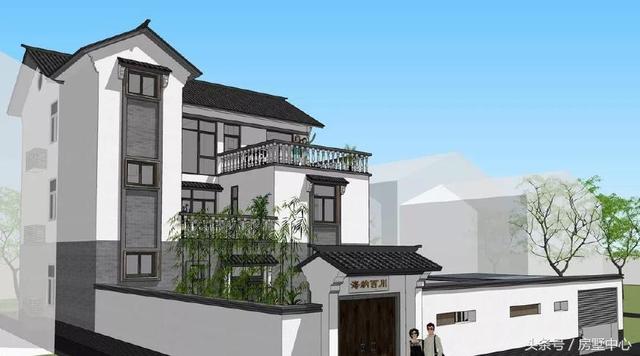 三層中式園林風(fēng)格別墅設(shè)計(jì)圖，涼亭池塘應(yīng)有盡有，一家人其樂融融