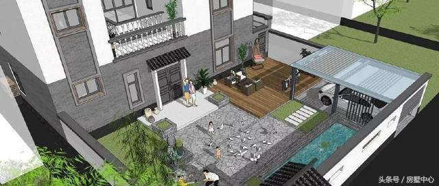 三層中式園林風(fēng)格別墅設(shè)計(jì)圖，涼亭池塘應(yīng)有盡有，一家人其樂融融