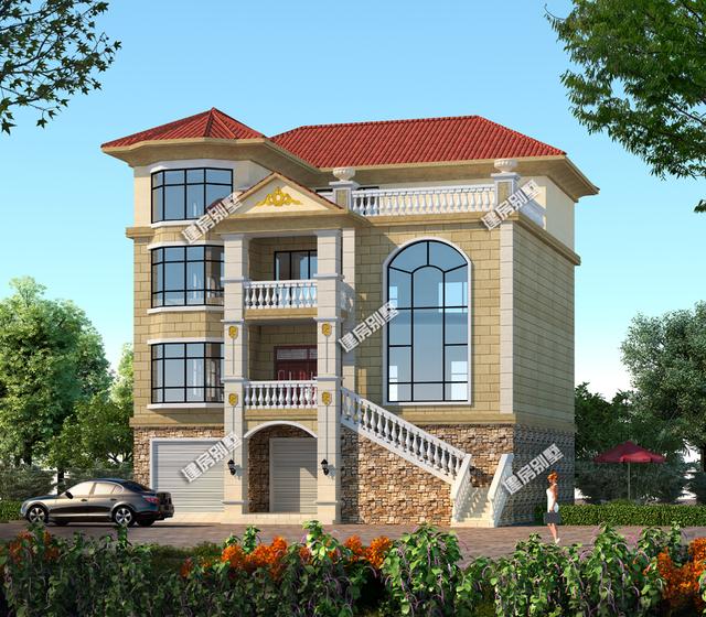 13x13.2米帶架空層四層別墅設(shè)計(jì)圖，客廳挑空，十分大氣