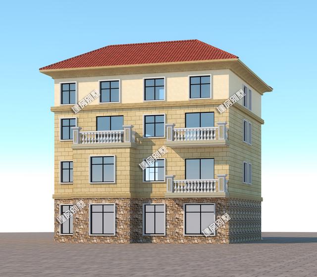 13x13.2米帶架空層四層別墅設(shè)計(jì)圖，客廳挑空，十分大氣