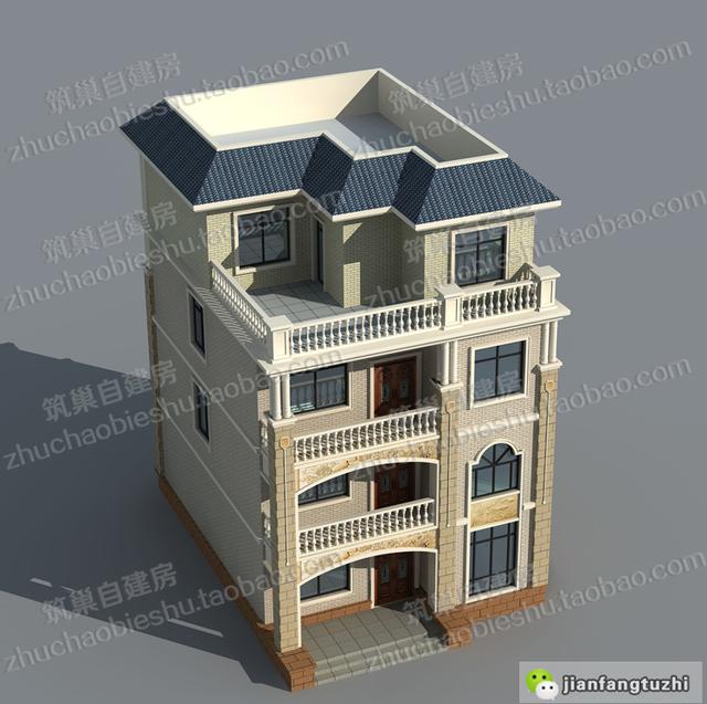 四層帶露臺(tái)花園+套房農(nóng)村自建房設(shè)計(jì)施工效果圖，戶(hù)型十分大氣