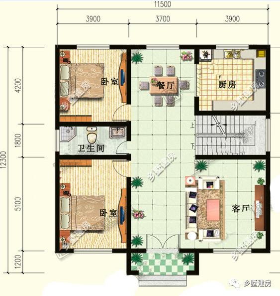 兩款經(jīng)典農(nóng)村別墅設(shè)計(jì)圖，12x11米，施工難度不大，建成肯定出彩