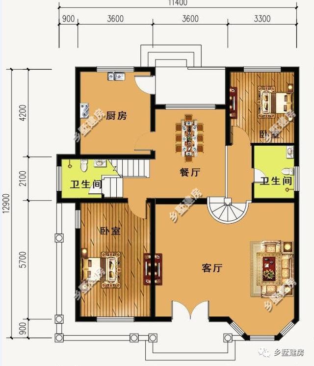 兩款經(jīng)典農(nóng)村別墅設(shè)計(jì)圖，12x11米，施工難度不大，建成肯定出彩