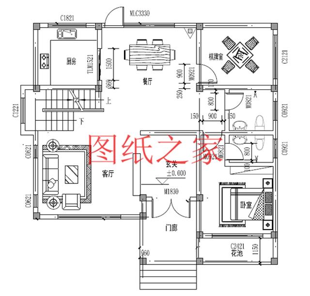 農(nóng)村四層別墅設(shè)計(jì)圖，層數(shù)多，空間大，適合人口多的家庭