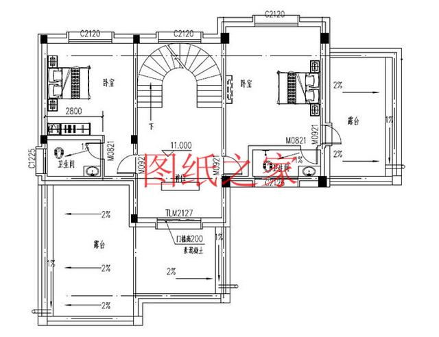 農(nóng)村四層別墅設(shè)計(jì)圖，層數(shù)多，空間大，適合人口多的家庭