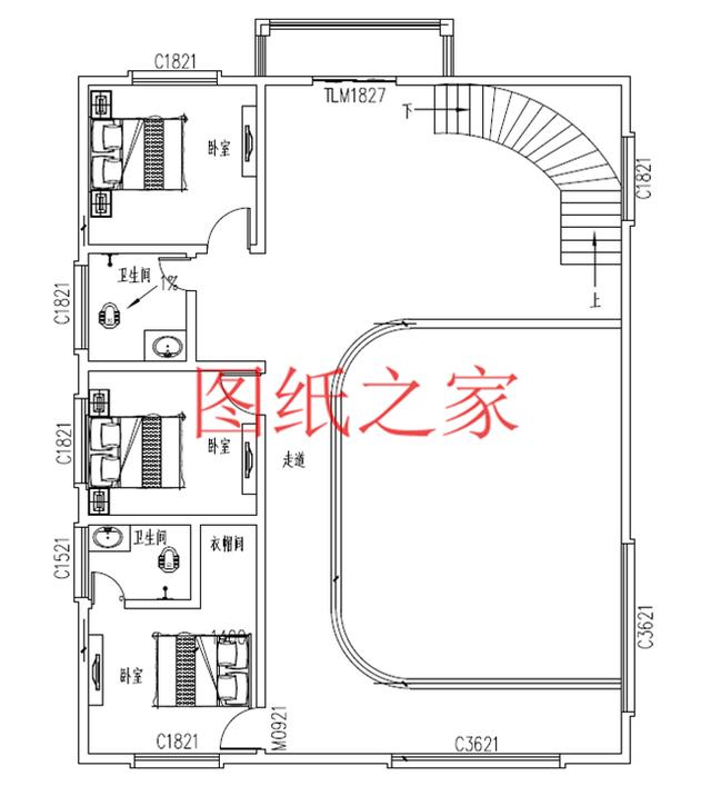 農(nóng)村四層別墅設(shè)計(jì)圖，層數(shù)多，空間大，適合人口多的家庭