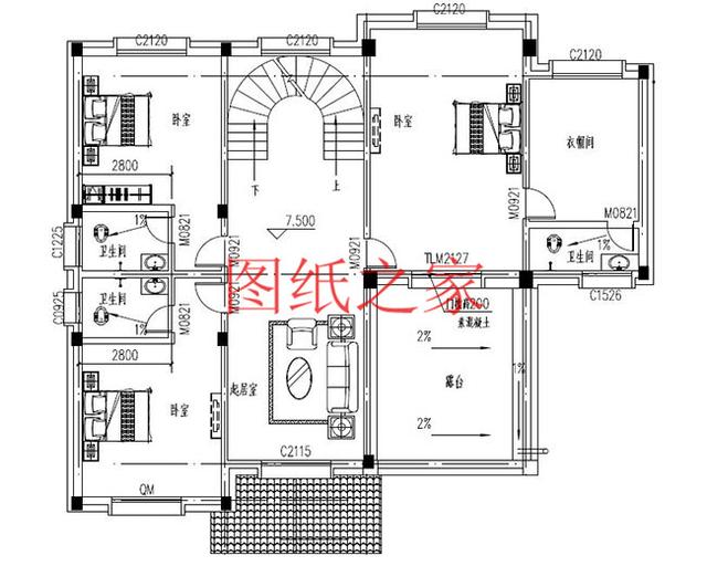 農(nóng)村四層別墅設(shè)計(jì)圖，層數(shù)多，空間大，適合人口多的家庭