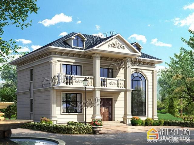 二層簡歐農(nóng)村別墅設(shè)計(jì)圖，外觀雅致明亮