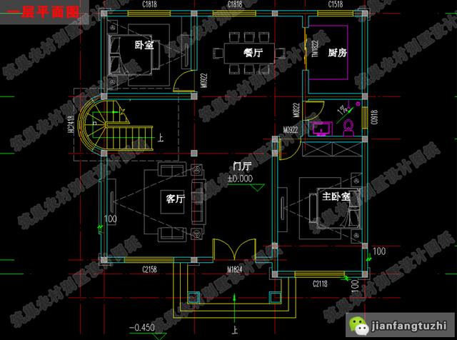 11×11米三層別墅設(shè)計(jì)施工圖紙，造價30萬以內(nèi)，十分劃算