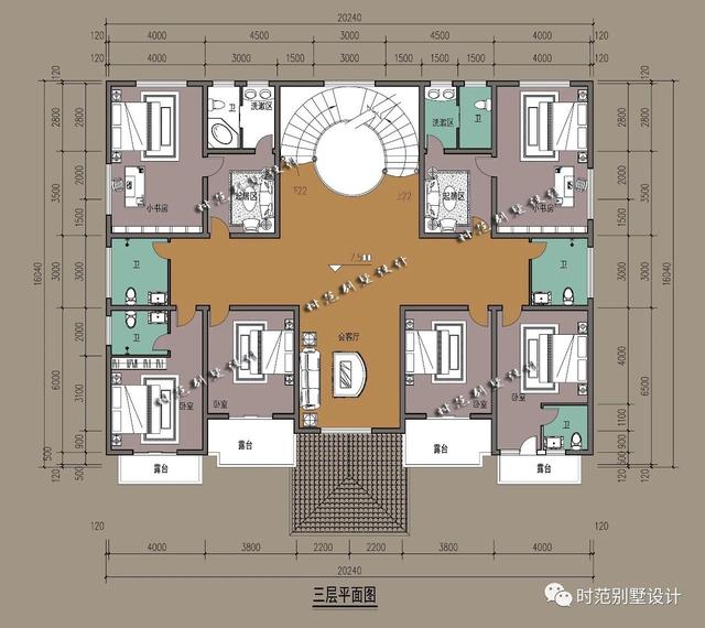 復(fù)式四層雙拼中式別墅，帶旋轉(zhuǎn)樓梯和露臺，是大家庭的最佳選擇