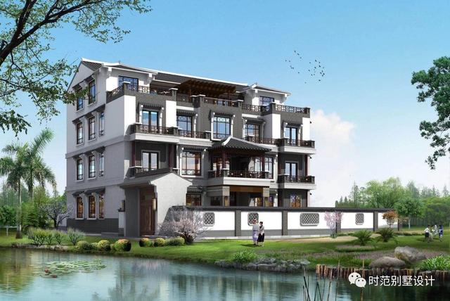 復(fù)式四層雙拼中式別墅，帶旋轉(zhuǎn)樓梯和露臺，是大家庭的最佳選擇