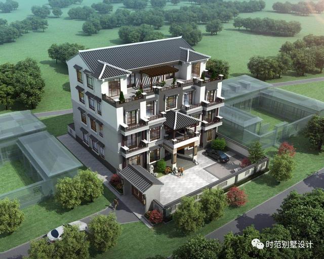 復(fù)式四層雙拼中式別墅，帶旋轉(zhuǎn)樓梯和露臺，是大家庭的最佳選擇