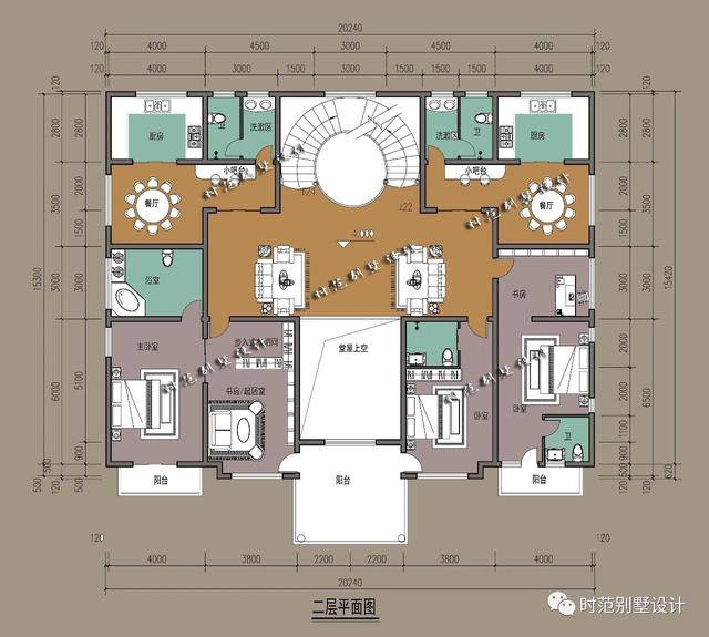 復(fù)式四層雙拼中式別墅，帶旋轉(zhuǎn)樓梯和露臺，是大家庭的最佳選擇