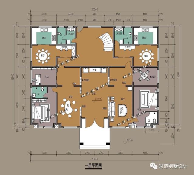 復(fù)式四層雙拼中式別墅，帶旋轉(zhuǎn)樓梯和露臺，是大家庭的最佳選擇
