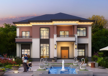 2024二層農(nóng)村新款別墅圖片及施工圖，新中式風(fēng)格古典大氣