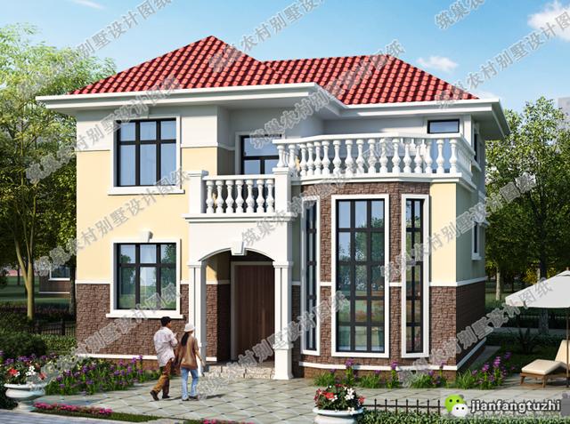 帶挑空客廳+露臺二層自建別墅設(shè)計圖紙，雍容華貴、浪漫典雅