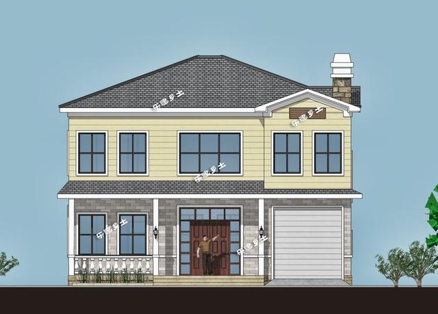 二層鄉(xiāng)村自建房設(shè)計(jì)圖，戶型方正，造型簡(jiǎn)潔大方，居住舒適，適合在農(nóng)村建造