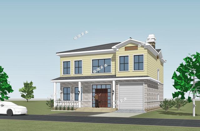 二層鄉(xiāng)村自建房設(shè)計(jì)圖，戶型方正，造型簡(jiǎn)潔大方，居住舒適，適合在農(nóng)村建造