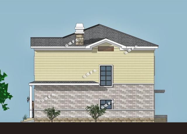 二層鄉(xiāng)村自建房設(shè)計(jì)圖，戶型方正，造型簡(jiǎn)潔大方，居住舒適，適合在農(nóng)村建造