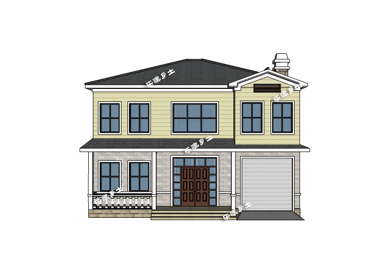 二層鄉(xiāng)村自建房設(shè)計(jì)圖，戶型方正，造型簡(jiǎn)潔大方，居住舒適，適合在農(nóng)村建造