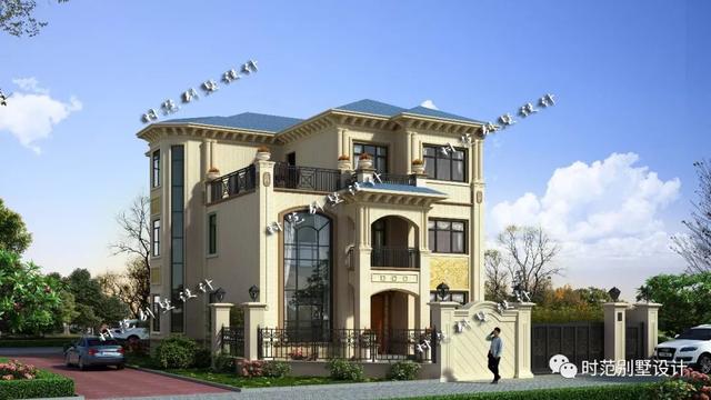 歐式三層復(fù)式別墅設(shè)計圖，7室3廳，帶大露臺附裝修效果圖