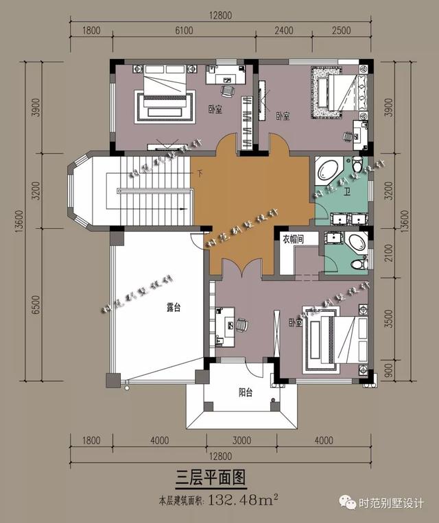 歐式三層復(fù)式別墅設(shè)計圖，7室3廳，帶大露臺附裝修效果圖
