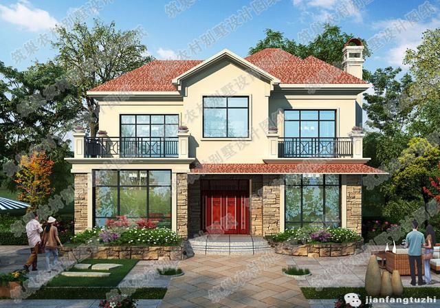 今年爆款二層中式平屋頂自建房設(shè)計(jì)圖紙，簡(jiǎn)單大氣，造價(jià)不高，施工簡(jiǎn)便