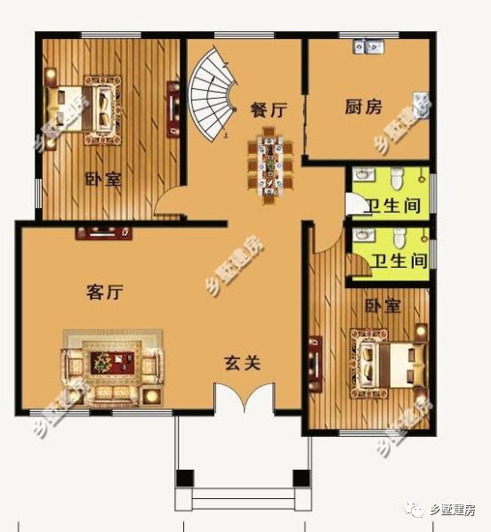 開間不到10米的農(nóng)村自建房設(shè)計圖，空間布局合理，錯落有致