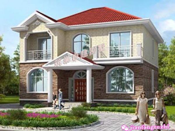 5棟二層帶陽臺(tái)獨(dú)棟小別墅設(shè)計(jì)圖效果圖，漂亮又實(shí)用