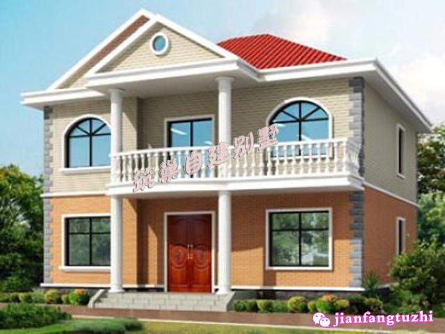 5棟二層帶陽臺(tái)獨(dú)棟小別墅設(shè)計(jì)圖效果圖，漂亮又實(shí)用