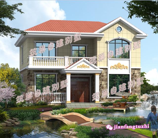 5棟二層帶陽臺(tái)獨(dú)棟小別墅設(shè)計(jì)圖效果圖，漂亮又實(shí)用