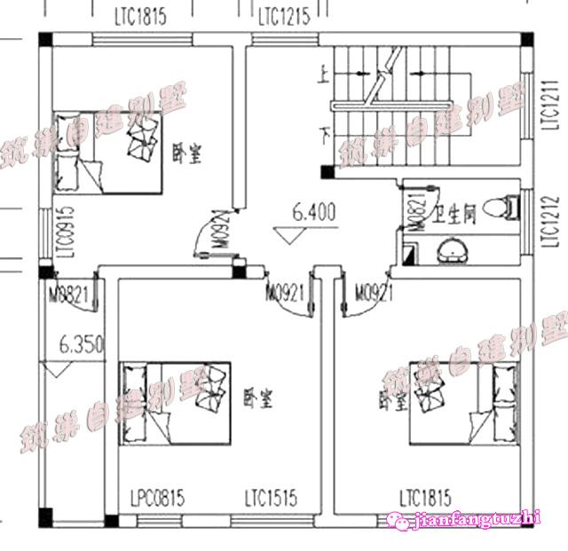 復古中式農村四層別墅房屋設計圖紙，占地面積不足100平米