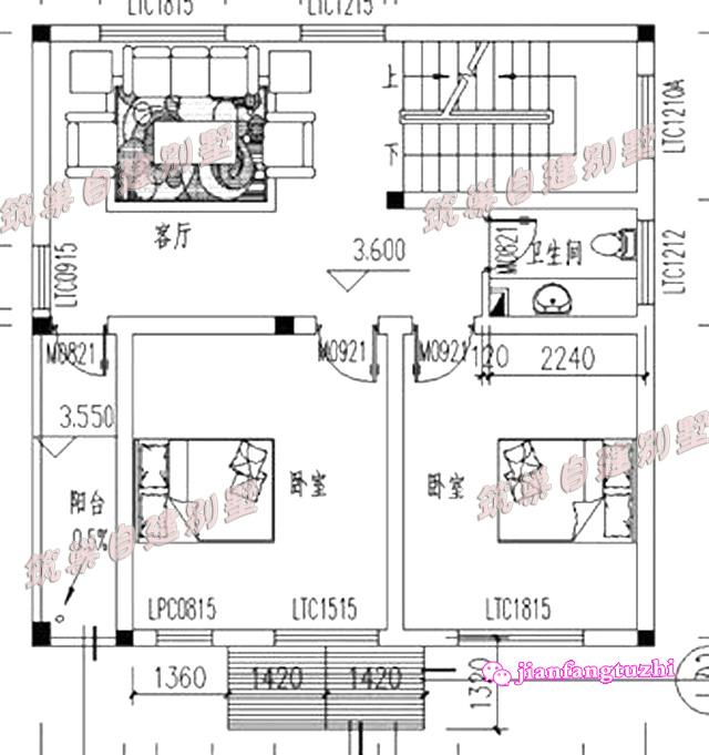 復古中式農村四層別墅房屋設計圖紙，占地面積不足100平米