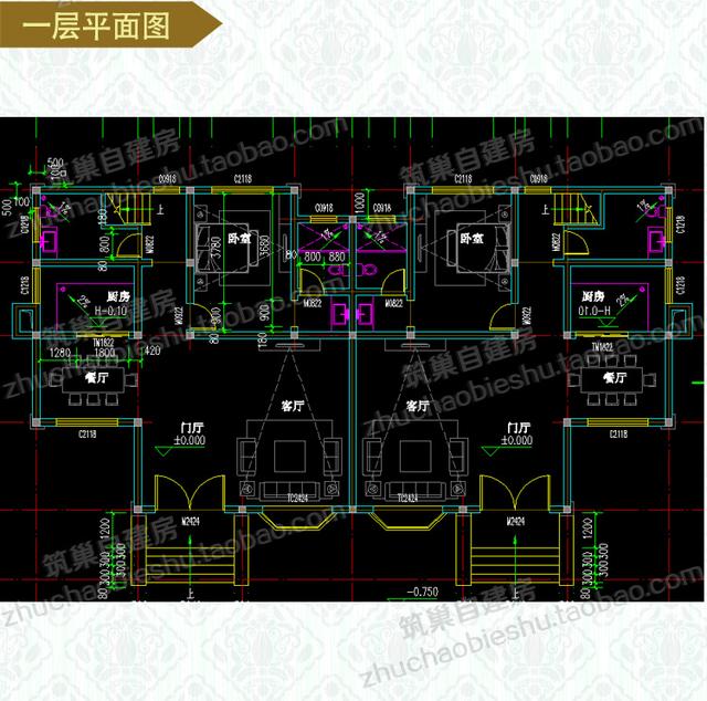 2棟熱款二層雙拼農(nóng)村自建房全套設(shè)計施工圖，造價35萬以內(nèi)，需要的看看