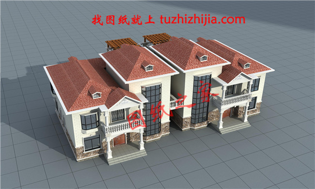 農(nóng)村二層半小別墅設(shè)計(jì)圖紙，客廳中空，圖紙為一戶的戶型