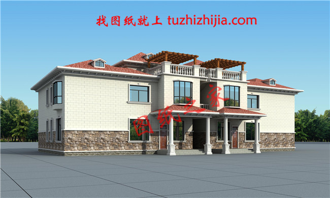 農(nóng)村二層半小別墅設(shè)計(jì)圖紙，客廳中空，圖紙為一戶的戶型