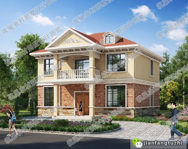 農(nóng)村二層自建房設(shè)計施工全套效果圖，占地約120平方米，3廳4臥