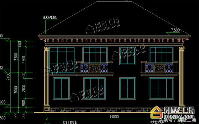 二層簡歐農(nóng)村別墅設(shè)計圖，挑高復(fù)式客廳，配色簡單，整體方正大方