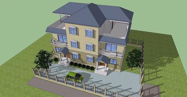 兩層半雙拼別墅設(shè)計(jì)圖，17x11.6米，適合家中兄弟二人建造