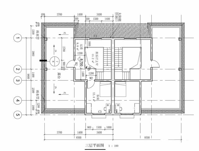 兩層半雙拼別墅設(shè)計(jì)圖，17x11.6米，適合家中兄弟二人建造