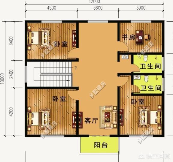 面寬12米，進(jìn)深10米的宅基地可以這樣建，推薦這款三層別墅設(shè)計(jì)圖