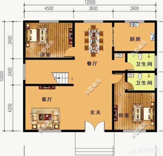面寬12米，進(jìn)深10米的宅基地可以這樣建，推薦這款三層別墅設(shè)計(jì)圖
