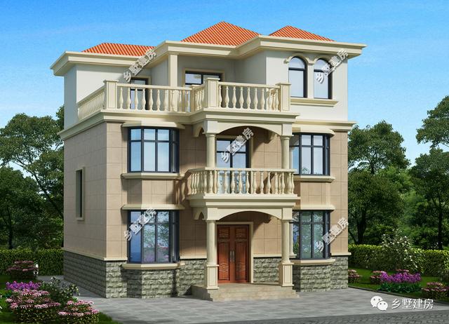 開間10米，進深9米的3層歐式自建房設計圖這樣設計會更加美觀