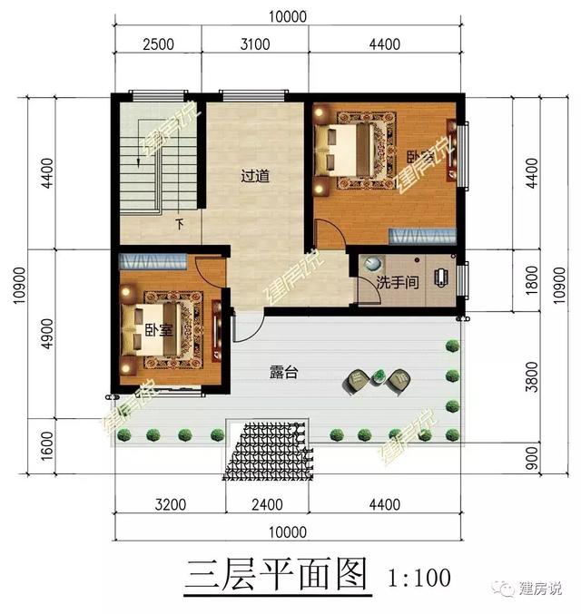 100平小開間精致別墅設(shè)計圖，占地小花費少，是一款不容錯過的戶型