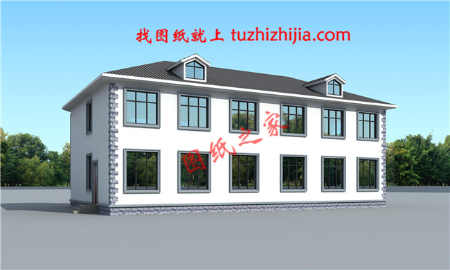 二層農(nóng)村雙拼別別墅帶露臺(tái)設(shè)計(jì)圖，20×11.8米，單戶110平米