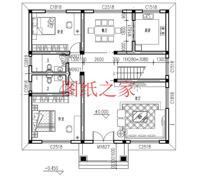 農(nóng)村二層別墅設(shè)計圖，簡單大方，占地面積120平方米到150平方米