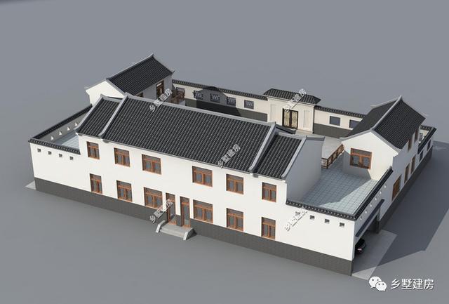 中式別墅設計圖，外型設計十分古典大方，彰顯地位和品味