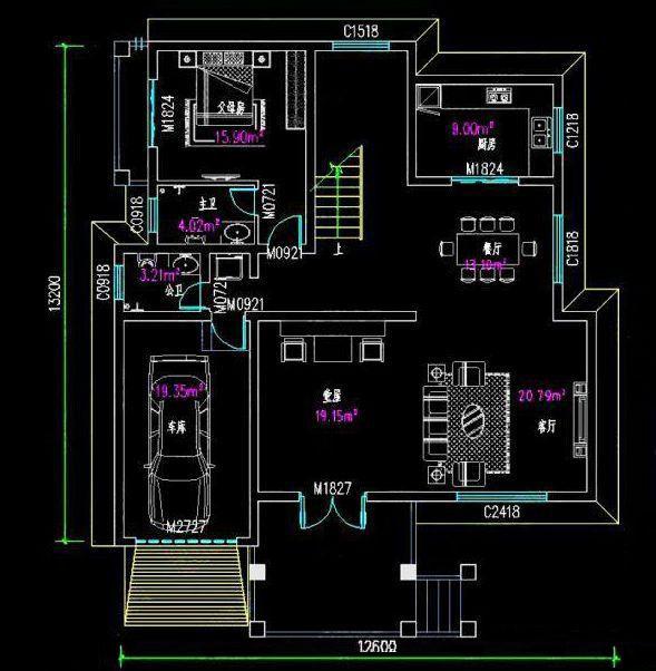 兩款帶堂屋的農(nóng)村自建房設(shè)計圖，又帶車庫又是五室三廳，很實用