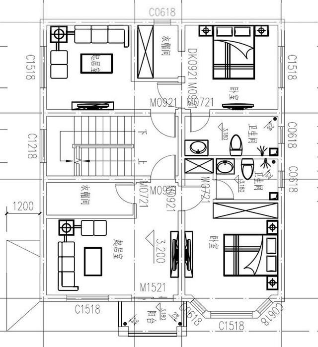占地小巧的三層自建別墅設計圖，占地100平，開間8米，戶型很實用