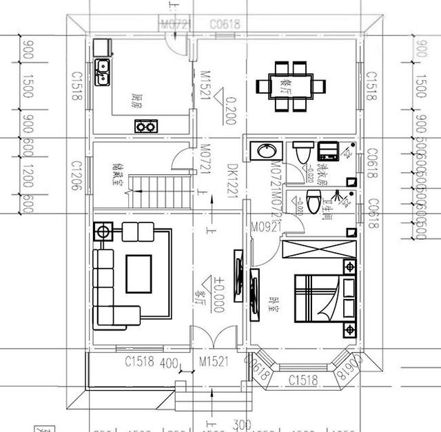 占地小巧的三層自建別墅設計圖，占地100平，開間8米，戶型很實用